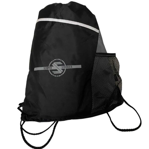 Semper Stronger Pull String Bag (Black and Gray)